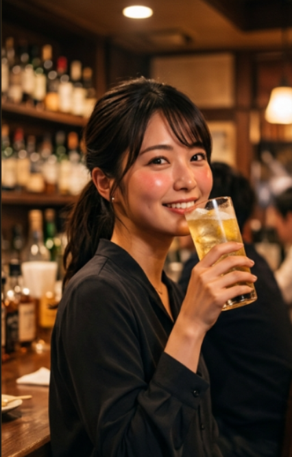 サシ飲みデートでの女の子の笑顔
